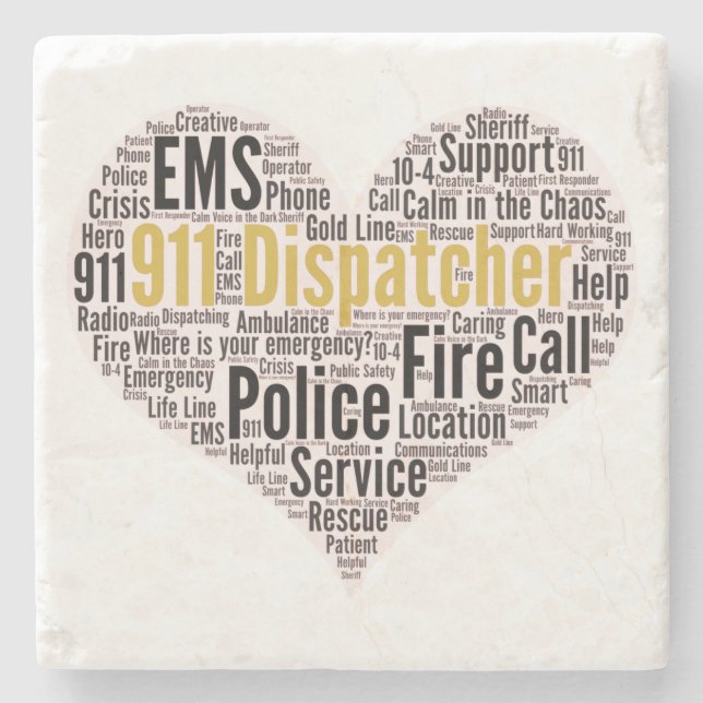 Posavasos De Piedra Nube de Word de Dispatcher 911 (Anverso)