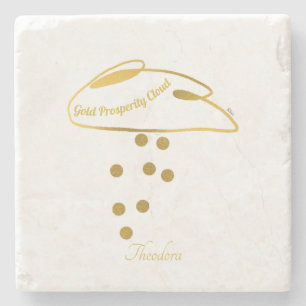Posavasos De Piedra Nube divertida de prosperidad del oro blanco