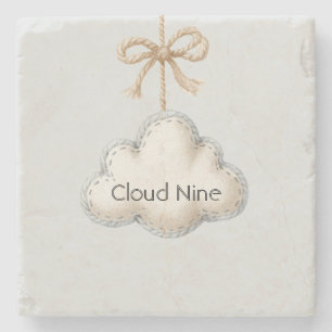 Posavasos De Piedra Nube Pálida Azul Nueve