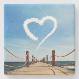 Posavasos De Piedra Nube sin fin de trayectoria en forma de corazón