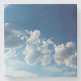 Posavasos De Piedra Nubes blancas en una línea