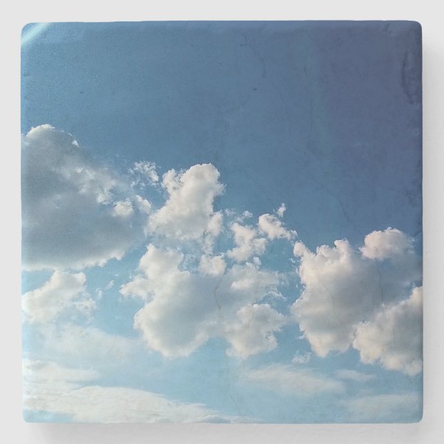 Posavasos De Piedra Nubes blancas en una línea (Anverso)