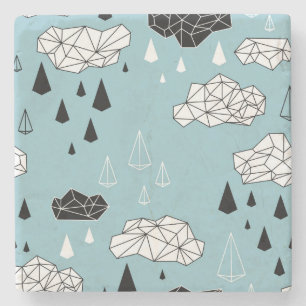 Posavasos De Piedra Nubes geométricas y lluvias, patrón ininterrumpido