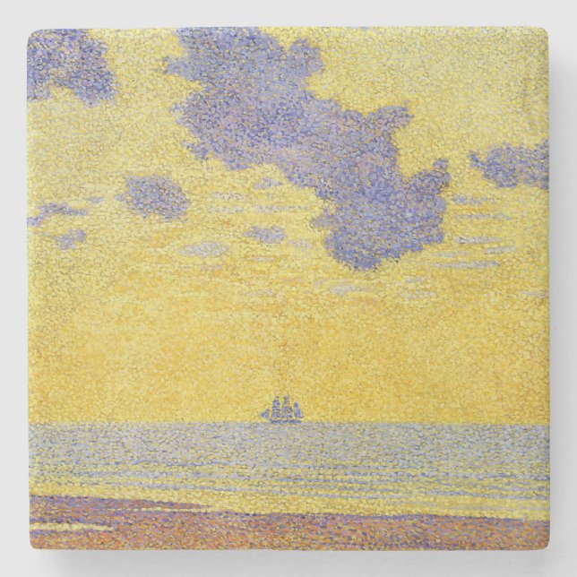 Posavasos De Piedra Nubes grandes (cielo amarillo) (paisaje elegante) (Anverso)