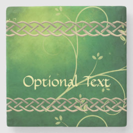 Posavasos De Piedra Nudos y hojas verdes celtas