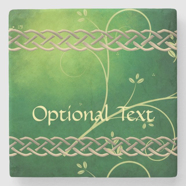 Posavasos De Piedra Nudos y hojas verdes celtas (Anverso)