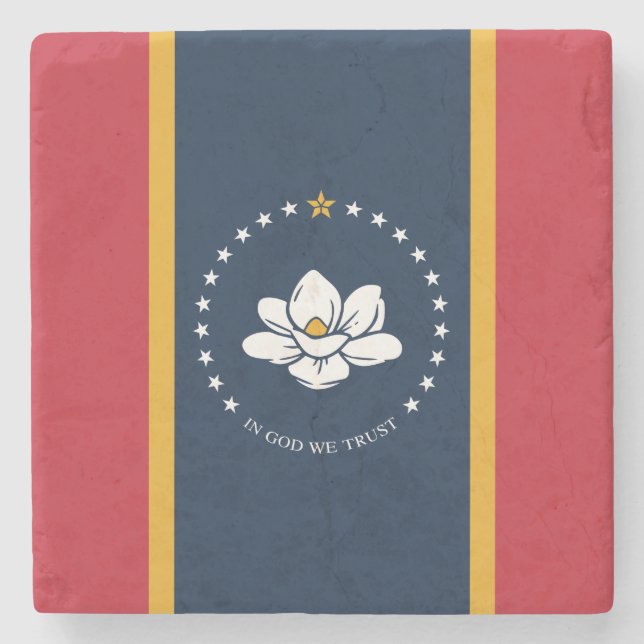Posavasos De Piedra Nueva bandera de estado de Mississipi (Anverso)