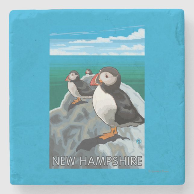Posavasos De Piedra Nueva escena de HampshirePuffins (Anverso)