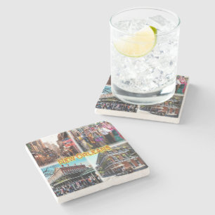 Posavasos De Piedra Nueva Orleans - Calle Bourbon - Mardi Gras -