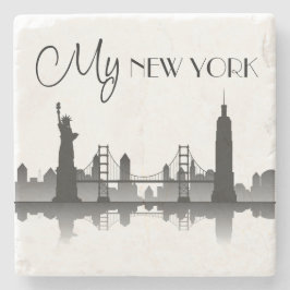 Posavasos De Piedra NUEVA YORK Skyline Silhouette Moderno