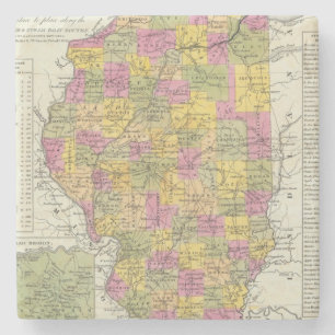 Posavasos De Piedra Nuevo mapa de Illinois