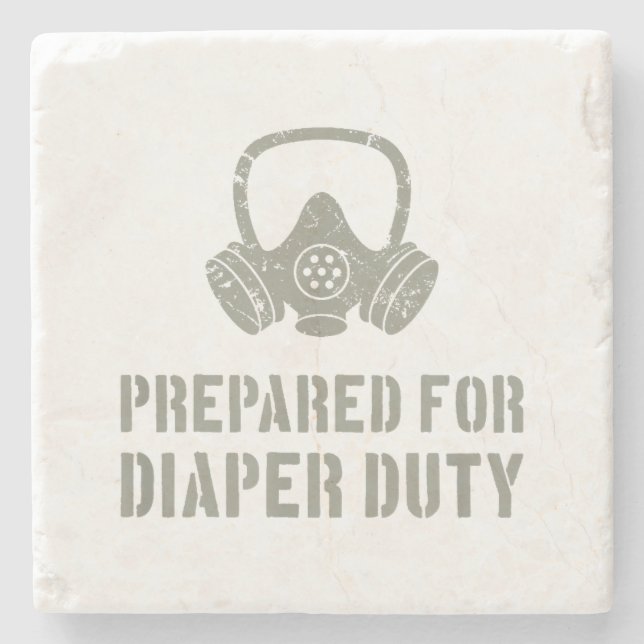 Posavasos De Piedra Nuevo Padre Preparado Para Diaper Duty Funny (Anverso)