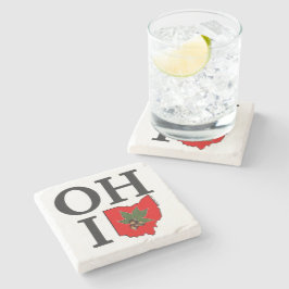 Posavasos De Piedra Nuez tipográfica del castaño de Indias rojo del