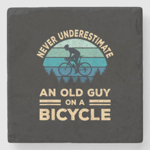 Posavasos De Piedra Nunca Subestimes a un Viejo Tipo en una Bicicleta