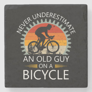 Posavasos De Piedra Nunca Subestimes a un Viejo Tipo en una Bicicleta