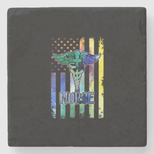 Posavasos De Piedra Nurse Gift Enfermera Bandera Americana
