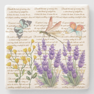 Posavasos De Piedra Obra de arte botánica Bonitas letras manuscritas l