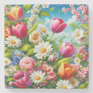 Posavasos De Piedra Obra de arte floral/primavera