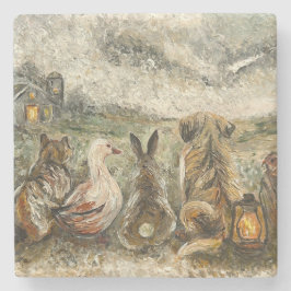 Posavasos De Piedra Observando en Silencio Animales Caprichosos de la 