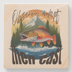 Posavasos De Piedra "Observar, adaptarse, luego lanzar" Pesca de Truch