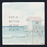 Posavasos De Piedra Ocean Beach Coastal<br><div class="desc">Ocean Beach Coastal life is better at the beach quote</div>