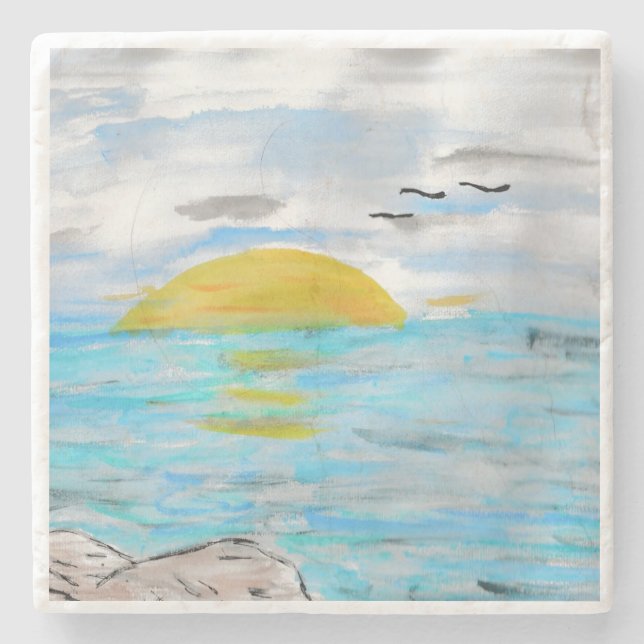 Posavasos De Piedra Ocean Sunset (Anverso)