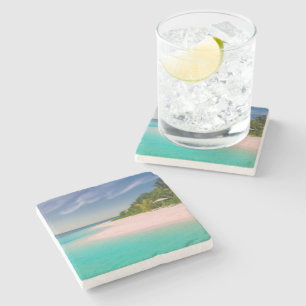 Posavasos De Piedra Océano Acuamarina Playa Tropical Escénica