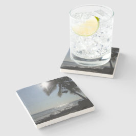 Posavasos De Piedra Océano palmar iluminado por el sol