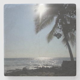 Posavasos De Piedra Océano palmar iluminado por el sol