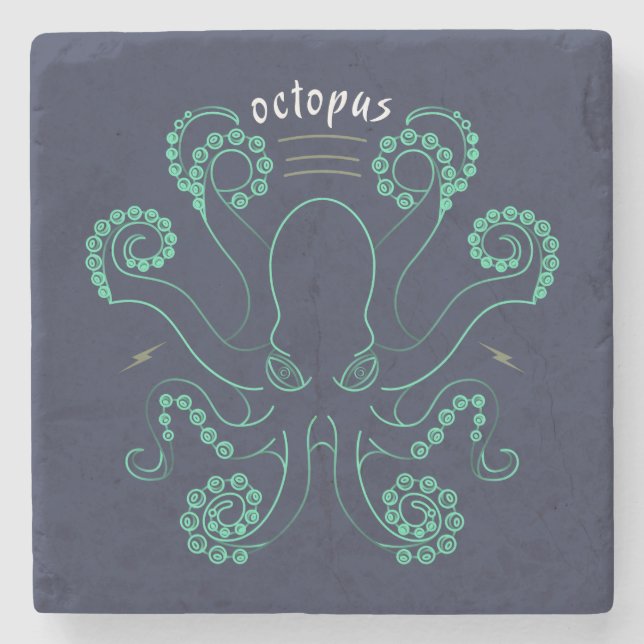 Posavasos De Piedra Octopus Cephalopod Tentacles (Anverso)