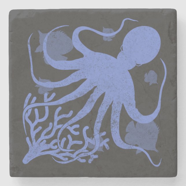 Posavasos De Piedra Octopus (dark background) (Anverso)