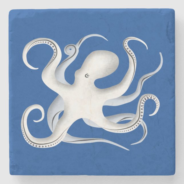 Posavasos De Piedra Octopus Silhouette (Anverso)