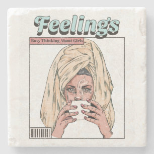 Posavasos De Piedra Ocupado Pensando En Los Chicas