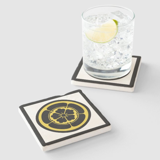 Posavasos De Piedra Oda Japón Amarillo Amarillo Amarillo Mon Oriental  (Lateral)