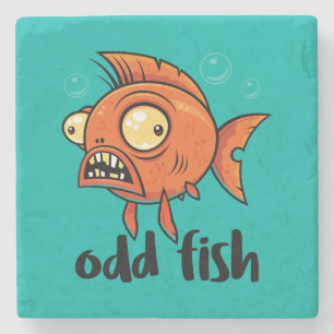Posavasos De Piedra Odd Fish Quirky Funny Naranja Goldfish Personaliza