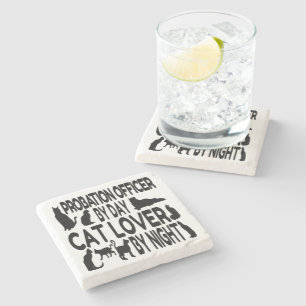 Posavasos De Piedra Oficial de libertad vigilada de Cat Lover