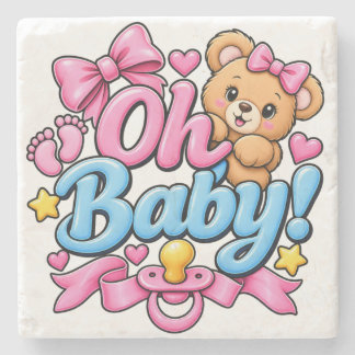 Posavasos De Piedra ¡Oh bebé! Diseño de celebración de baby shower