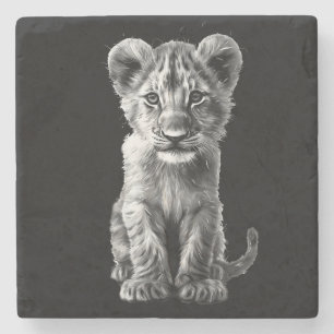 Posavasos De Piedra Oh Bebé Gran Gato Gris