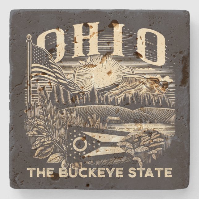 Posavasos De Piedra Ohio El Estado De Buckeye (Anverso)