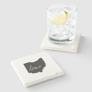 Posavasos De Piedra Ohio Shaped Black Chalkboard Buckeye Love