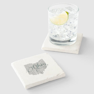 Posavasos De Piedra Ohio Tipografía Vintage Gris con forma de estado 