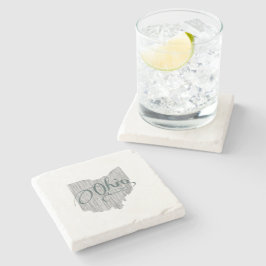 Posavasos De Piedra Ohio Tipografía Vintage Gris con forma de estado B