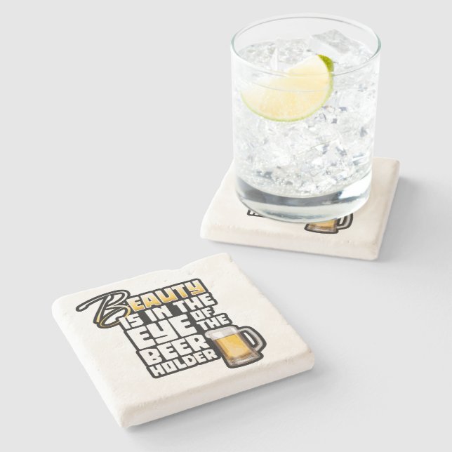 Posavasos De Piedra Ojo de la Beer Holder - Funny Beer Drinker (Lateral)