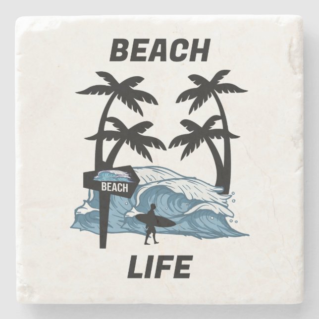 Posavasos De Piedra Ola de agua divertida (Anverso)