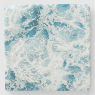 Posavasos De Piedra Ola del océano azul de verano