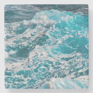 Posavasos De Piedra Olas de verano del océano azul