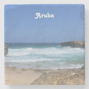 Posavasos De Piedra Olas espléndidas estrellándose en Aruba