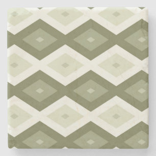 Posavasos De Piedra Olive green diamond pattern