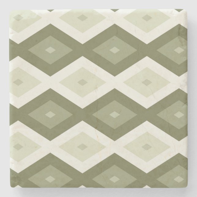 Posavasos De Piedra Olive green diamond pattern (Anverso)