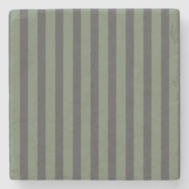 Posavasos De Piedra Olive Green Tick Striped Modern